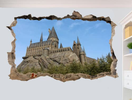 WANDAUFKLEBER MITTELALTERLICHER HOGWARTS-BURG, 3D-POSTER-DEKOR-AUFKLEBER, WANDBILD