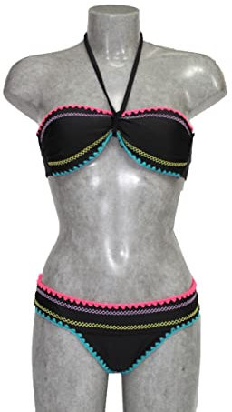 Russo Tessuti Moda Mare Beachwear Bikini Ragazza Donna Akè Costume 2 Pezzi Multicolor Fluo-Fucsia-40