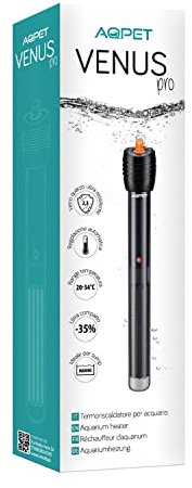 AQPET Venus PRO Riscaldatore per Acquario Modello Ultra Compatto Ideale per Spazi Ridotti, 300 watt Lunghezza 24 cm