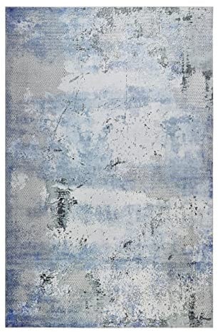 Wecon Home Teppich - Läufer, Vintage Kurzflor Teppich perfekt geeignet für das Wohnzimmer und Schlafzimmer, sehr pflegeleicht, Radiate (130 x 190 cm, Blau Grau)