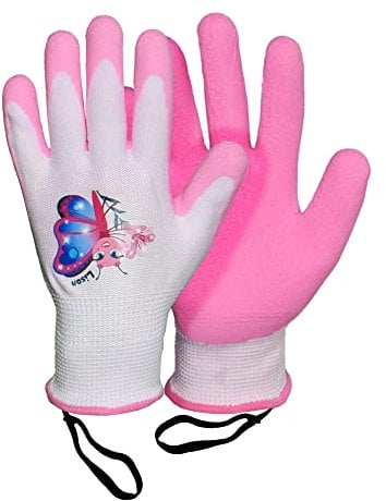ROSTAING Guanti da Giardinaggio per Bambini LISON - Coppia di Guanti da Giardinaggio e Bricolage - Per le Mani Piccole e Delicate e la Sicurezza dei vostri Bambini, Rosa