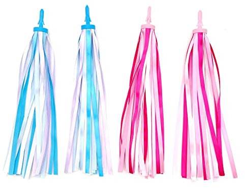 JZK 2 Paar blaue und rosa Kinder Fahrrad Lenker Quasten Luftschlangen für Mädchen und Jungen, Roller Lenker Bänder, Mädchen Fahrrad Zubehör Ergänzungen, Kinder Roller Dekoration