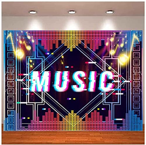 Musik Thema Hintergrund Disco Tanz Abschlussball Party Glitzer Musik Notation Social Media DJ Karaoke Banner Baby Party Party Hintergrund 210X150cm