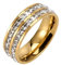 KnBoB Ringe Hochzeit, Edelstahl Ring Herren Damen Gold Breit Ewigkeit mit Weiß Zirkonia Trauringe Schlicht Größe 57 (18.1)