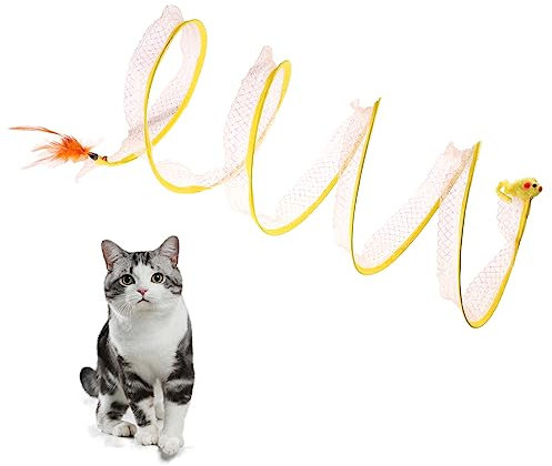 TOYMIS Gefalteter Katzentunnel, Großes Tragbares Katzenspielzeug Spiralförmige Katzenspielzeugtunnel für Hauskatzen Dekompression Interaktives Katzenfederspielzeug