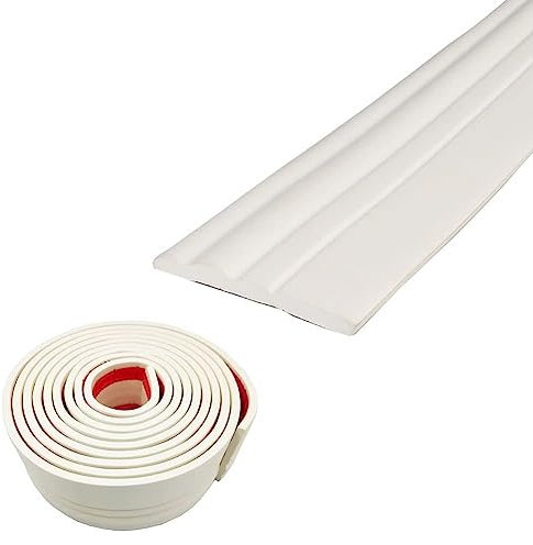 5M Foam Baseboard Skirting Border,Self Adhesive Wall Borders,Wall Trim Line 3D,Peel and Stick Molding, Wallpaper Border,Caulk Strip Stickers for Countertops,Tile Waistline Trims(Cream White,12CM)