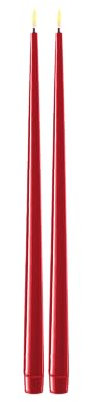 Deluxe Homeart Indoor Flameless LED Dinner Candle - Set of 2 - with Real Flame™ Technology - Battery Powered Candle (38 cm, Red)