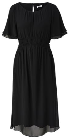 s.Oliver BLACK LABEL Chiffon-Kleid mit elastischem Bund schwarz 38
