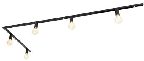 QAZQA - Modern Modernes 1-Phasen-Schienensystem Komplettset I Spotlight I Deckenspot I Deckenstrahler I Strahler 5-flammig inkl. E27-Fassung schwarz - Jeana I Wohnzimmer I Schlafzimmer - Stahl Länglic
