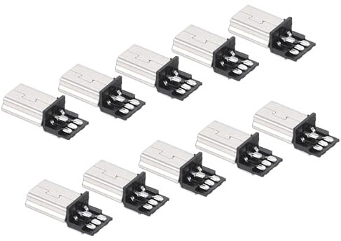 QUARKZMAN 5 Pins Mini USB Typ B Stecker x 10 Stück PCB-Montagebuchsenstecker für USB-CD, Computer, [Silberton, Schwarz]