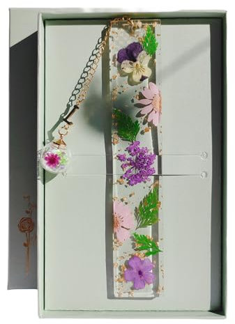 Famweylami Personalisiertes Lesezeichen Gepresste Blumen, Lesezubehör für Bücher, Book Marks for Reading, Lesezeichen Buchstaben, Geschenk für Lehrer, Bücherwurm, Mädchen, Mutter, Großmutter -L