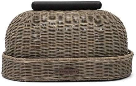 Riviera Maison Brotkorb Schilfrohr mit Deckel Aufbewahrungskorb passend für 1 Laib Brot, Handgeflochten - Rustic Rattan Catania Bread Basket - (LxBxH) 24x42x22.5
