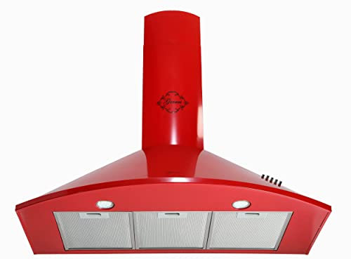 GURARI Campana extractora GCH C 046 RD 9 N de 90 cm, color rojo, muy absorbente, motor de 1000 m³/h, campana extractora de construcción clásica, campana extractora de pared en modo de recirculación o