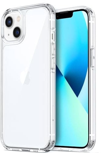 ORNARTO Compatible with iPhone 13 Case,Shockproof Bumper Phone Case,Transparent Clear Hard PC Back Cases Cover for iPhone 13 6.1 inch-Clear