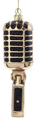 Kurt Adler Glass Golden Microphone Ornament, 5.5