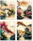 ACIYQHI Japanische Wandkunstdrucke, Naturlandschaftskunstposter, Aquarell-Boho-Kunstmalerei, Wohnzimmer, Schlafzimmer, Wanddekoration, 4er-Set (20,3 x 25,4 cm, ungerahmt)