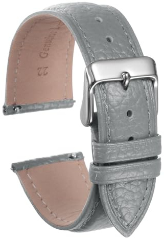 QUARKZMAN Uhrenarmband Leder mit Edelstahl Schnalle, Uhrenarmbänder Schnellverschluss Vintage Ersatzarmband für Smartwatch Universal Uhr Elegantes Damen Herren