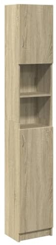 vidaXL Badezimmerschrank, Badschrank mit Stauraum, Hochschrank für Badezimmer, Beistellschrank Badmöbel, Sonoma-Eiche Holzwerkstoff