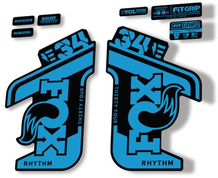 Gabel Ersatz Aufkleber kompatibel für Fox 34 2021 Rhythm E Bike Serie Blau (glänzend)