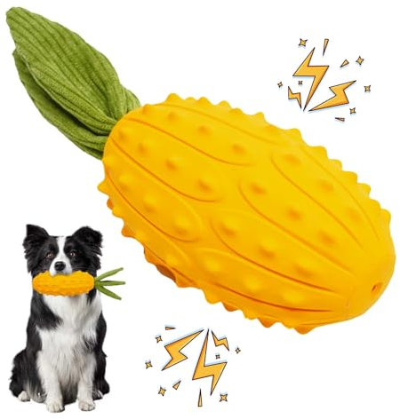 LIFLIX Hundespielzeug Quietschend für Kauer, Harte Kauspielzeug Hund aus Naturkauschuck, Hundespielzeug Robust für Kleine Mittelgroße und Große Hunde, Gehörnte Melone Form