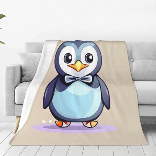 GFXEDSAH Niedliche Pinguin-Druck-Druck, tragbar, ultraweiche Flanelldecke, vielseitig einsetzbar, für Bettwäsche, Sofa und Reise, Klimaanlage