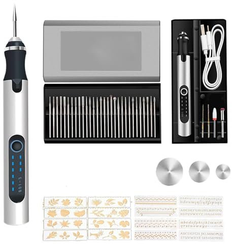 Euakee Bolígrafo de Grabado Recargable por USB, Mini Grabador Eléctrico de Bricolaje, Herramientas Rotativas Inalámbricas, Herramienta de Grabado Portátil para Joyería, Madera y Metal