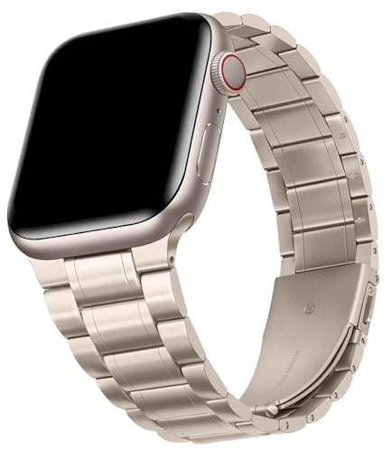 HITZEE Metall Armbänder Kompatibel with Apple Watch Armband 42mm 41mm 40mm 38mm, Edelstahl Ersatzband Damen Herren Band Kompatibel für iWatch Serie 10 9 8 7 SE 6 5 4 3 2 1, Polarstern