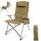 ARURU Campingstuhl Stuhl,Gartenstuhl Hochlehner Rückenverstellbar 4 Positionen Klappstühle Handlauf aus Holz Gepolstert mit Seitentasche Angelstuhl Outdoor Für Camp Garten Balkon （Kaki）