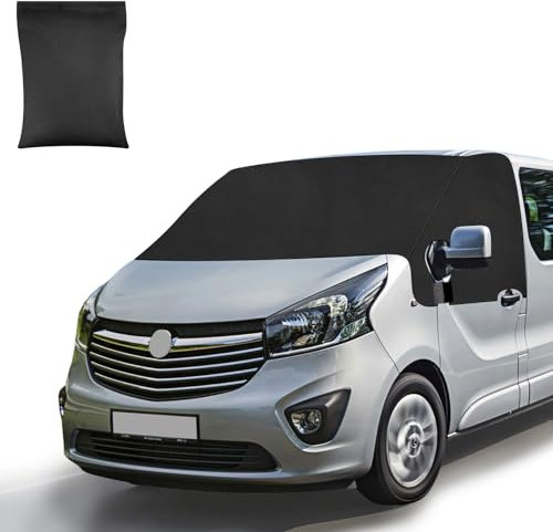 Housse de Pare-Brise Avant pour Opel Vivaro Renault Trafic 2001-2014, 600D Oxford Housse De Pare-Brise Thermique Externe, Anti-UV Cache Pare Brise Protection Voiture Exterieur, Bâches Protection Anti-