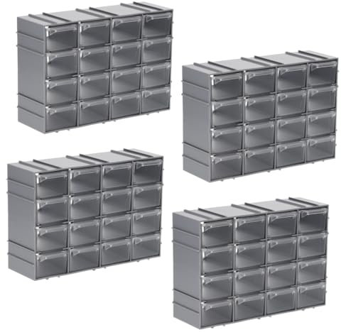 GarPet 4x Sortimentskasten erweiterbar 16 Fach Sortierkasten für Kleinteile Schubladen Organizer Schrauben Sortierbox Kleinteilemagazin Sortimentsboxen