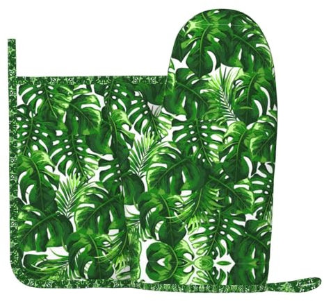 Monstera Deliciosa Ofenhandschuhe aus Silikon, Motiv: Bananenpalme