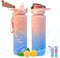 Gourde Sport 1L avec Paille, Gourde Motivation avec Marqueur de Temps, Étanche Réutilisable, Bouteille d'eau 1L pour Adulte et Enfant,Water Bottle sans BPA pour Cyclisme,Fitness,Bureau (Rose Bleu)