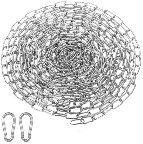 AIOUHMYM 6m Edelstahl-Gliederkette mit Karabiner 1,5mm | Geeignet für Aufhängungen, Hängematten, Wäschebefestigungen und weitere allgemeine Einsätze