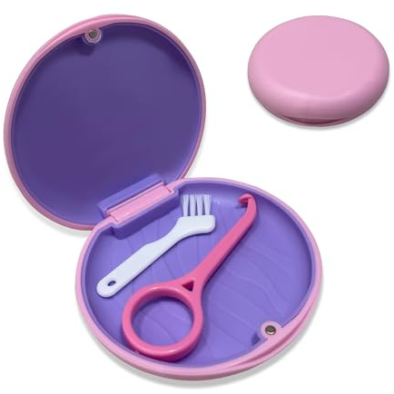 Jdacla® Caja para Férula Dental + 1 Minicepillo y 1 Gancho de Extracción de Regalo/Funda Férula Dental para Ortodoncia Invisible de Color Rosa (CAJA INDIVIDUAL ROSA)