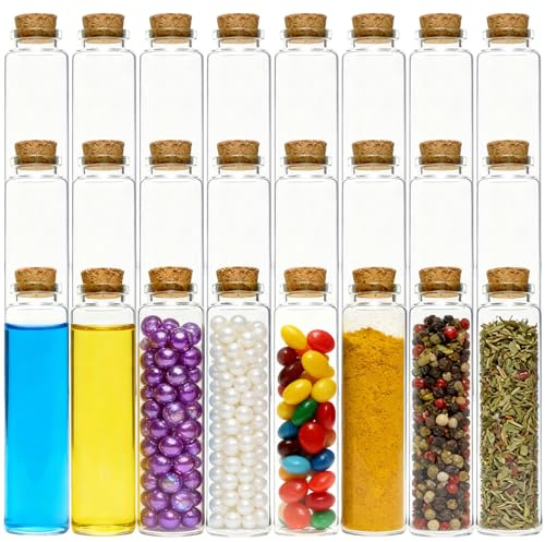 Acetiti 20ml Kleine Glasflaschen, 24 Stück Mini Glasflaschen mit Korken Reagenzglas Fläschchen zum Befüllen Gewürzgläser für DIY, Hochzeitsdeko, Geschenke, Dekorationen