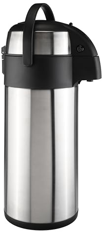Thermoskanne 5 Liter Pumpkanne Kaffee Teekanne Warmhalte Airpot Isolierkanne Doppelwandig Getränkespender Kaffeekanne Thermo Isolierflasche mit Pumpe Edelstahl Für Camping Unterwegs Getränkekühlung