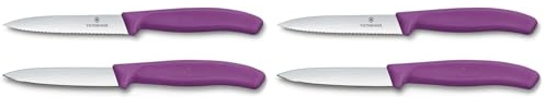 Victorinox Swiss Classic, Juego de cuchillos para tomate y pelar, 2 piezas, Hoja extra afilada, Mango de plástico, Acero inoxidable, Swiss Made, Violeta (Paquete de 2)