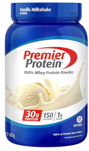 Premier Protein - Whey 100 Percent Protein Powder - Vanilla Milkshake - 663g