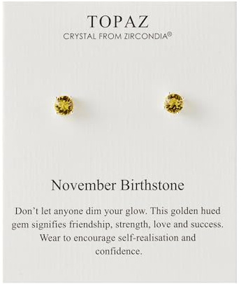 Philip Jones November (Topaz) Birthstone Earrings Created with Zircondia® Crystals