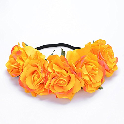 (Orange and yellow) - SCF2017 Rose Flower Crown Wedding Festival Headband Hairband Hair Garland Headpiece