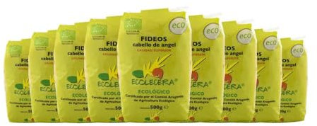 Ecolecera, Pasta corta (Fideos cabello de ángel) - 10 de 500 gr. (Total 5000 gr.)