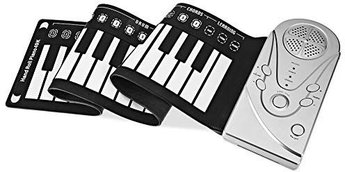 Bclaer72 elettrico 49 tasti in silicone portatile flessibile pieghevole arrotolabile elettronico morbido tastiera pianoforte per principianti e bambini (49 tasti) (argento)
