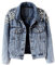 Kedera Damen Jeansjacke bestickt Nieten Perlen Kurze Jeansjacke Mantel, Blau, L