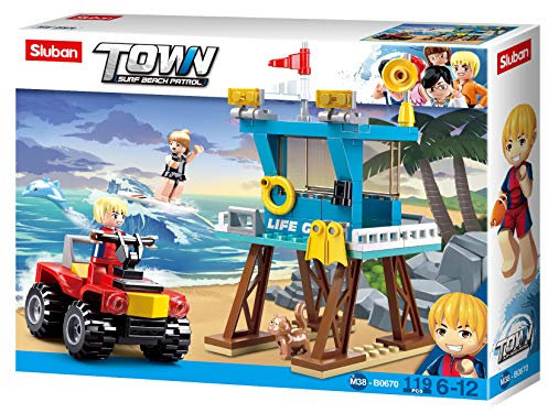 Strandturm mit Quad (119 Teile) [M38-B0670], Spielset, Klemmbausteine, Set mit Spielfigur, Stadtleben, Sluban SL95531