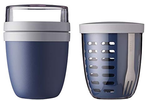 Mepal Set Ellipse Lunchpot mit Fruitpot Lunchbox Essensbehälter (Nordic Denim)