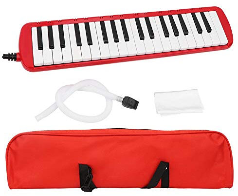 Bnineteenteam 37 Klaviertasten Melodica Pianica Tube Lange, Flexible Melodica Tube mit Tragetasche(rot) Blasinstrument Musikinstrument Musikinstrument