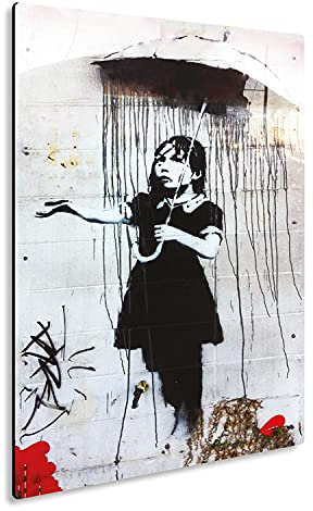 Giallobus - Giallopanel Art Board - Banksy - Regenschirm Mädchen - MDF-Holz - 29,7X42