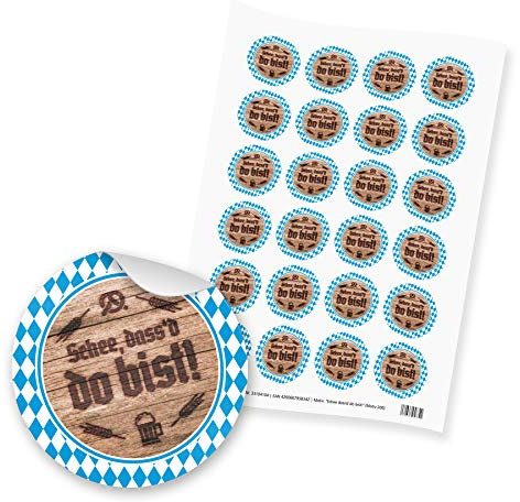 itenga 24x Sticker Aufkleber Schee dass'd do bist! aus Papier I Scrapbooking, Bayern I DIN A4 Bogen I je 4.0 cm I selbstklebend I ideal zum Basteln von Gastgeschenken oder Tischdekorationen