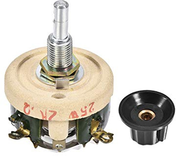 sourcing map Keramik-Potentiometer, 25 W, 20 Ohm, drahtgewickelt, variabler Rheostat-Widerstand mit Knopf