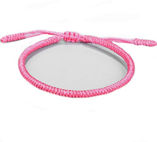 EXINOX Tibetanisches spirituelles Armband, für Damen und Herren, handgefertigt, traditioneller buddhistischer Knoten Rosa